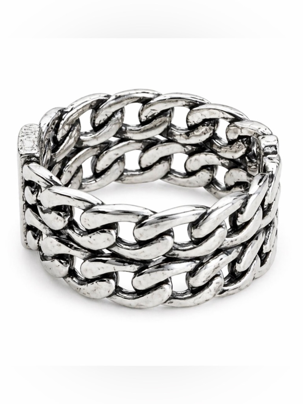 Yves Saint Laurent Paris YSL Chain Link Wide Band Ring Silver S925 Statement OS - Picture 3 of 5
